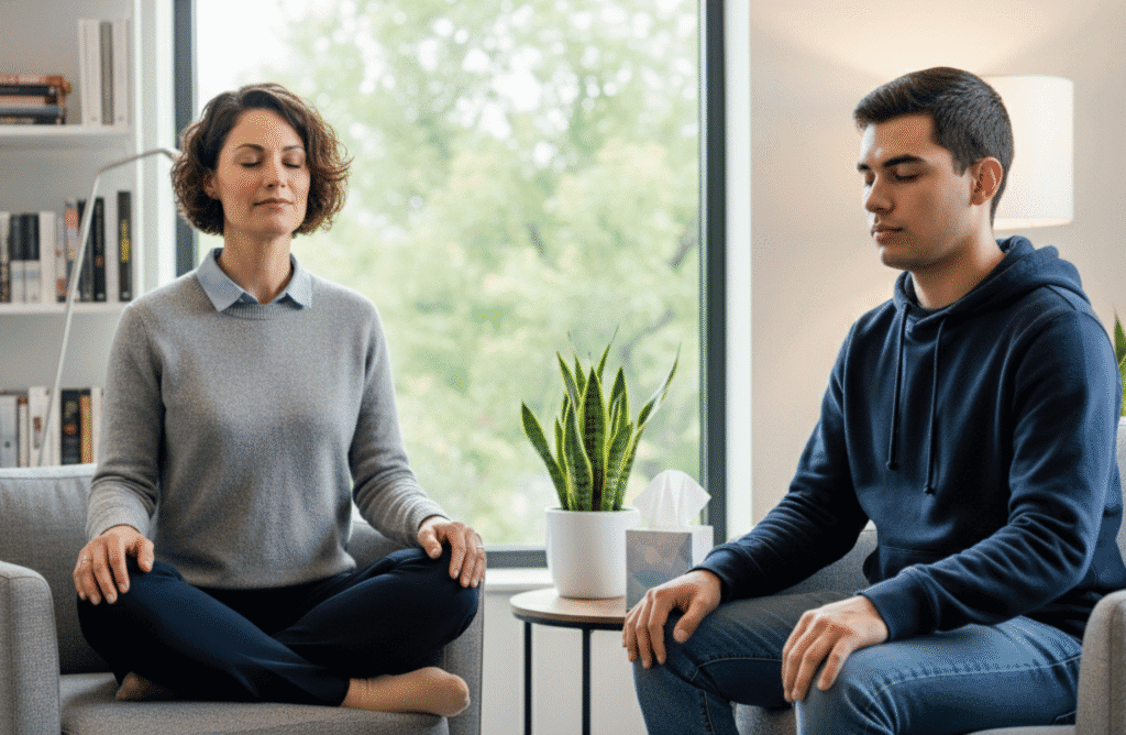 Cognitive behavioural therapy CBT focuses on committed action, where ACT therapy focuses on mindfulness to build a meaningful life. Acceptance commitment therapy published benefits of ACT therapy through meditation and mindfulness through talk therapy.
